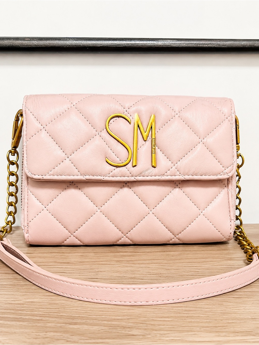 Quilted Pink Leather Crossbody Bag